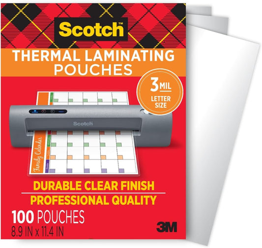 Scotch Thermal Laminating Pouches, for Use with Thermal Laminators, 8.9 x 11.4 Inches