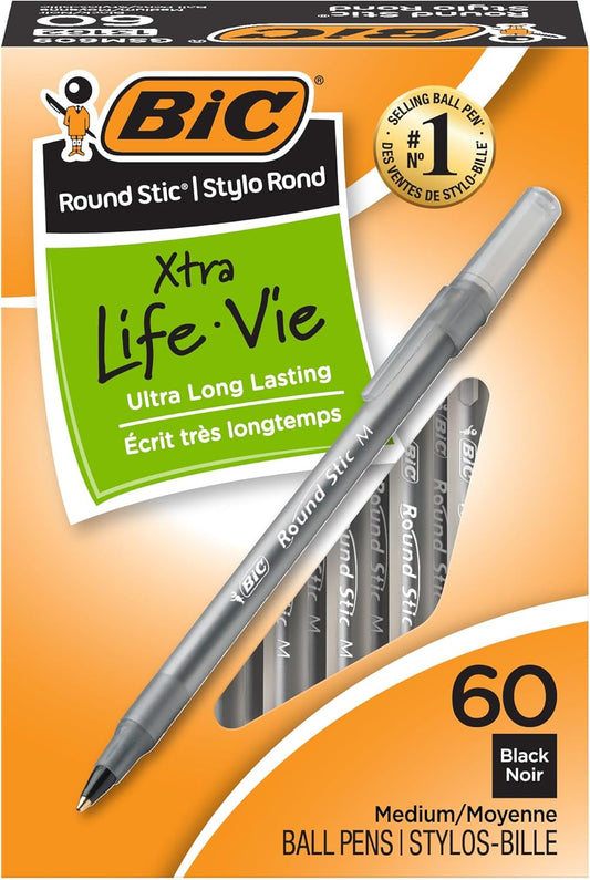 BIC Round Stic Xtra Life Ballpoint Pen, Ultra Long Lasting