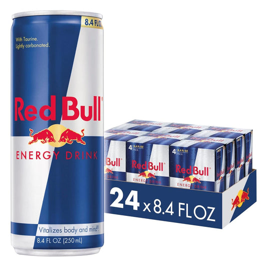Red Bull Energy Drink with B Vitamins, 8.4 Fl Oz, 6 Packs of 4 Cans (Pack of 24)